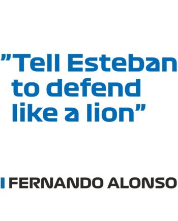 Fernando Alonso - Kubek z napisem "Tell Esteban to defend like a lion"