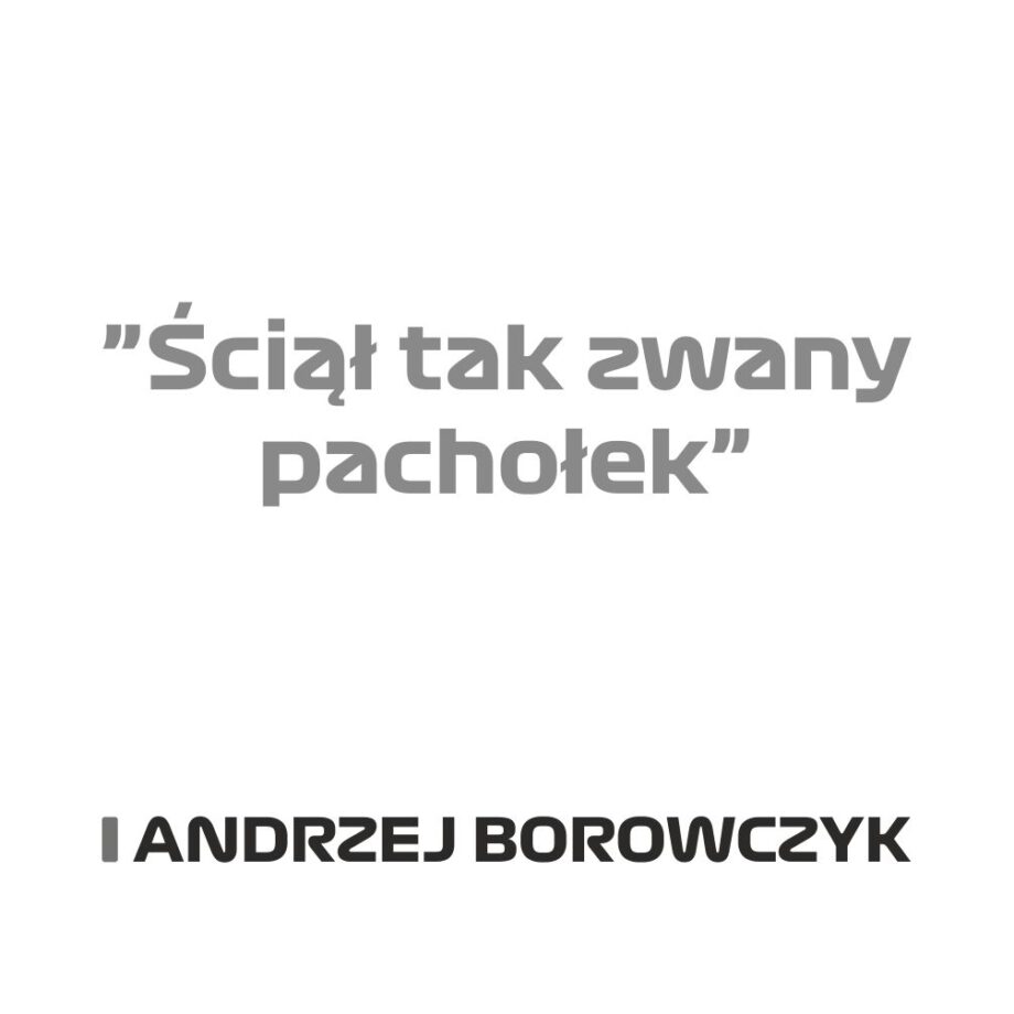 Andrzej Borowczyk - Kubek z napisem "Ściął tak zwany pachołek"
