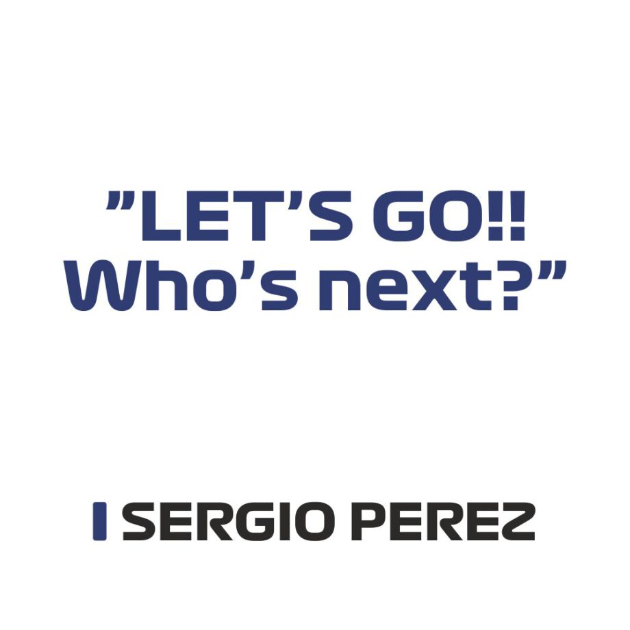 Sergio Perez - Kubek z napisem "Let's go, who's next?"