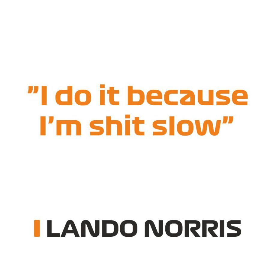 Lando Norris - Kubek z napisem "I do it because I'm shit slow"