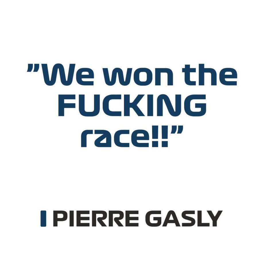 Pierre Gasly - Kubek z napisem "We won the fucking race!"