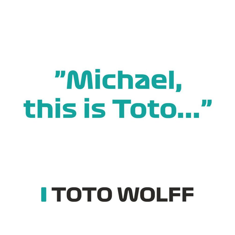 Toto Wolff- Kubek z napisem "Michael, this is toto"
