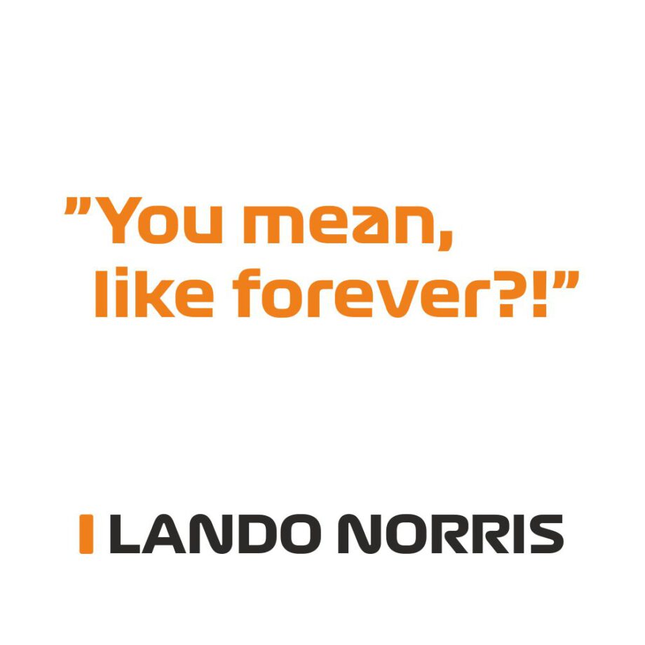 Lando Norris - Kubek z napisem "You mean, like forever?"