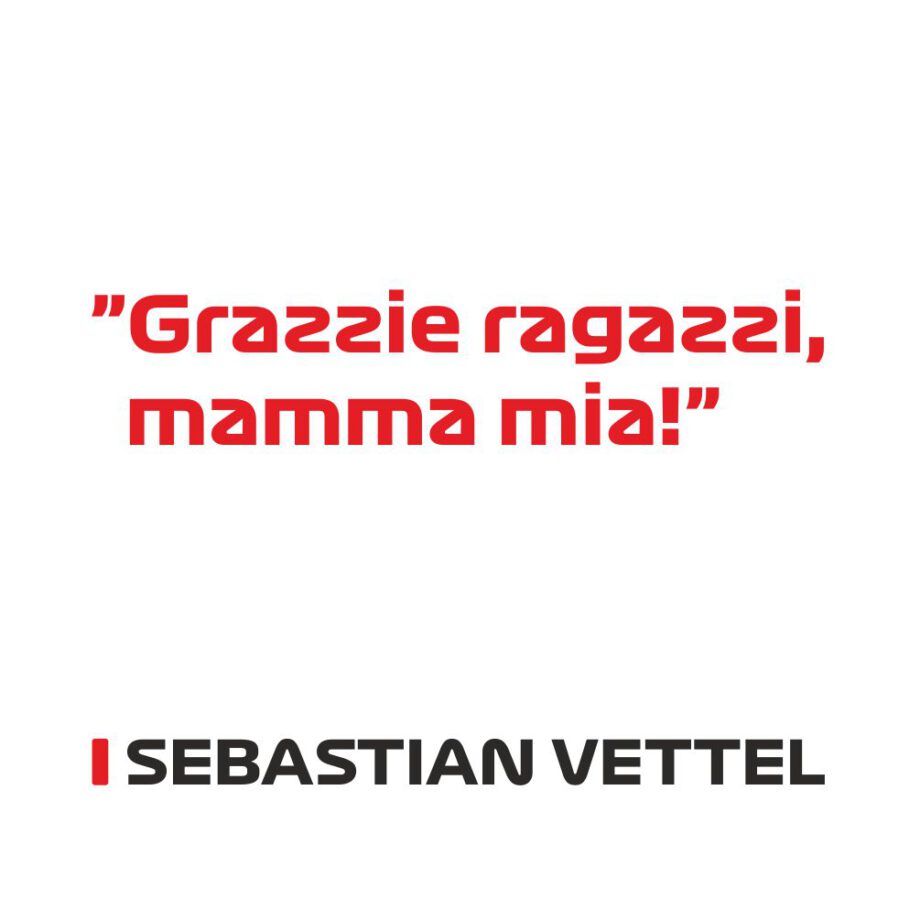Sebastian Vettel - Kubek z napisem "Grazzie Rgazzi, mamma mia!"