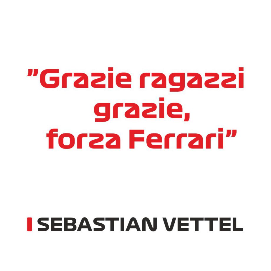 Sebastian Vettel - Kubek z napisem "Grazzie ragazzie, grazie, forza Ferrari"