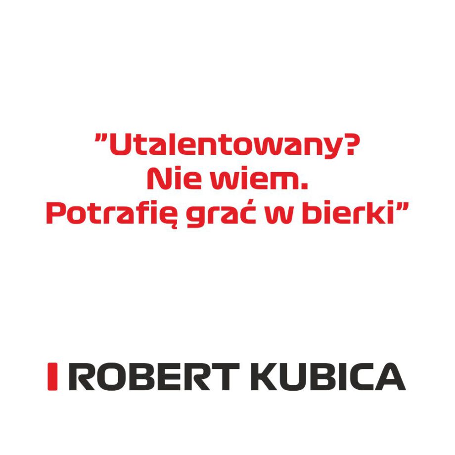Robert Kubica - Kubek z napisem "Utalentowany? nie wiem potrafię grac w bierki"