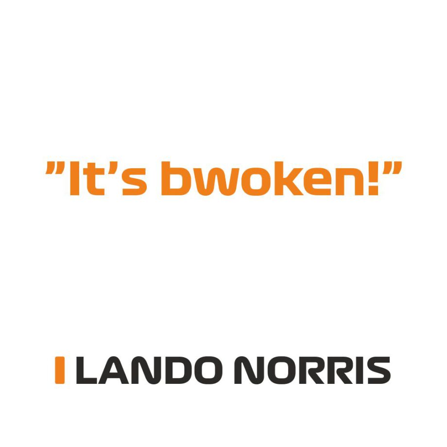Lando Norris - Kubek z napisem "It's bwoken!"