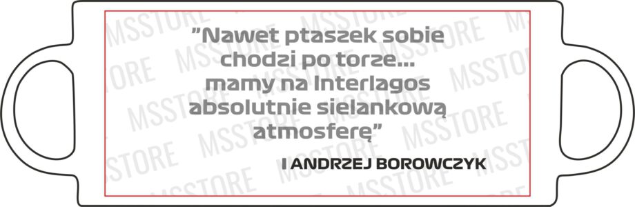 Andrzej Borowczyk - Kubek z napisem "Nawet Ptaszek sobie chodzi po torze..."