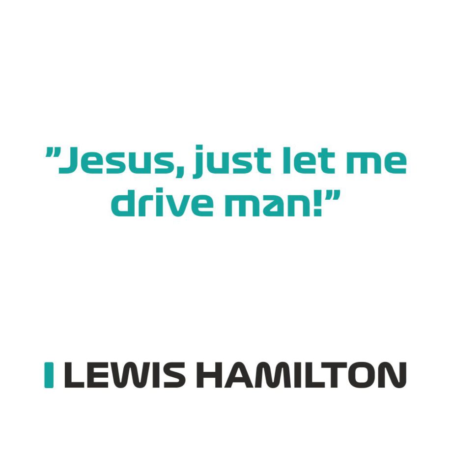 Lewis Hamilton - Kubek z napisem "Jesus, just let me drive man!"