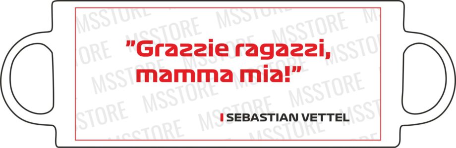 Sebastian Vettel - Kubek z napisem "Grazzie Rgazzi, mamma mia!"