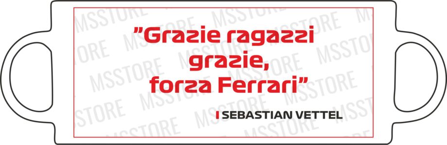 Sebastian Vettel - Kubek z napisem "Grazzie ragazzie, grazie, forza Ferrari"